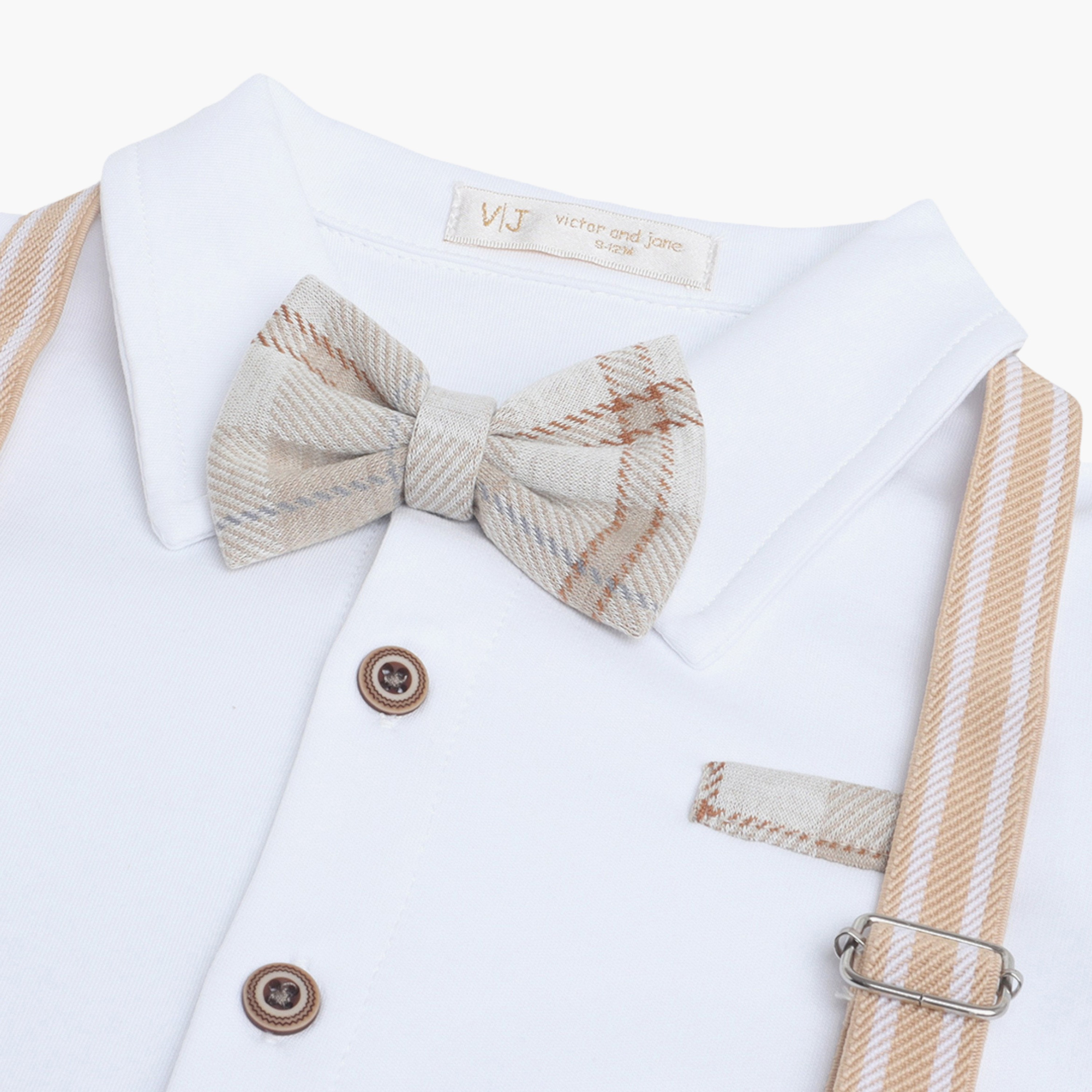 طقم رومبير بتصميم وهمي (موك) مكون من قميص، ربطة عنق وحمالات من فيكتور آند جين-baby-boys-clothing-rompers-image-5