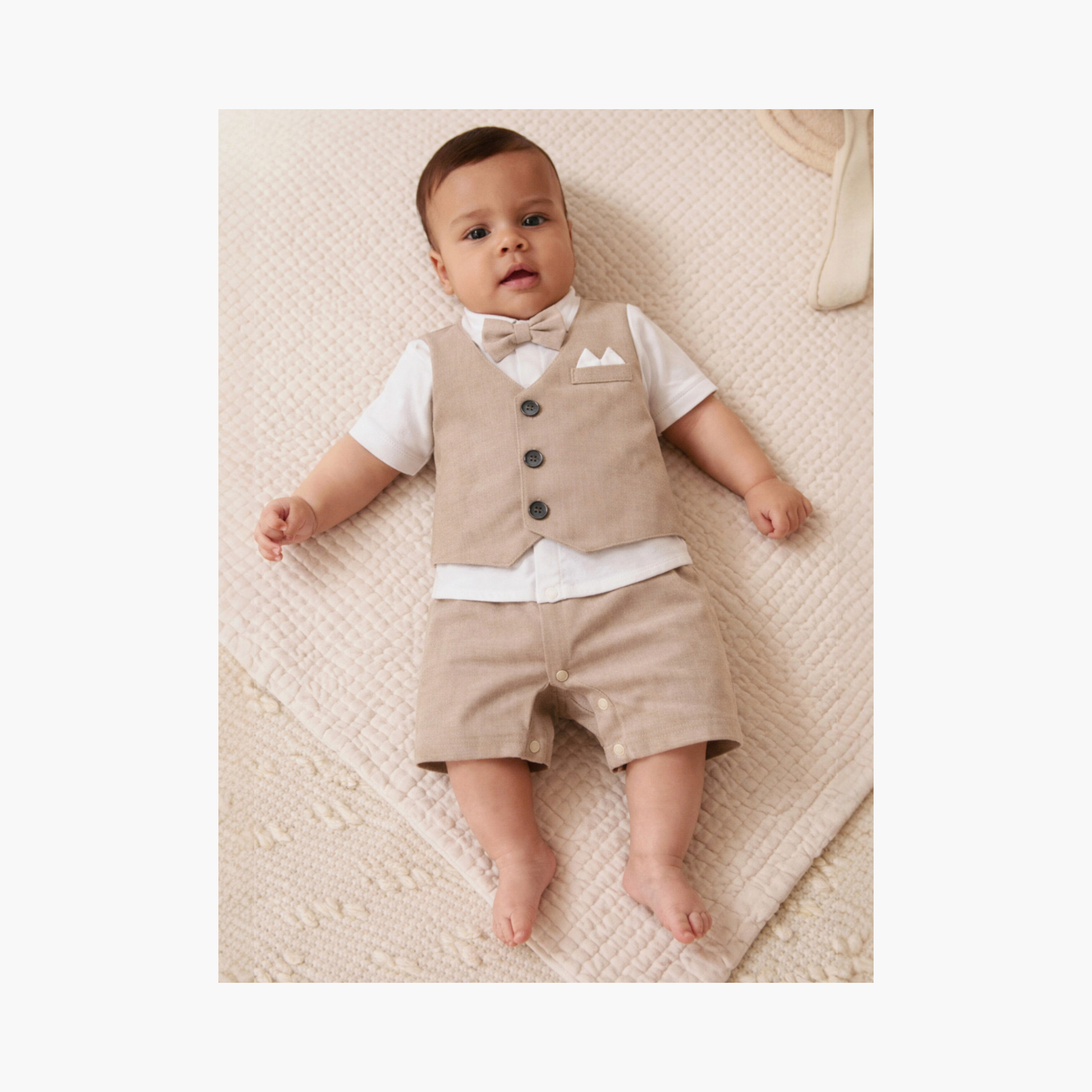 Victor and Jane Waistcoat, Shirt & Bow Tie Mock Rompers Set-baby-boys-clothing-rompers-image-1