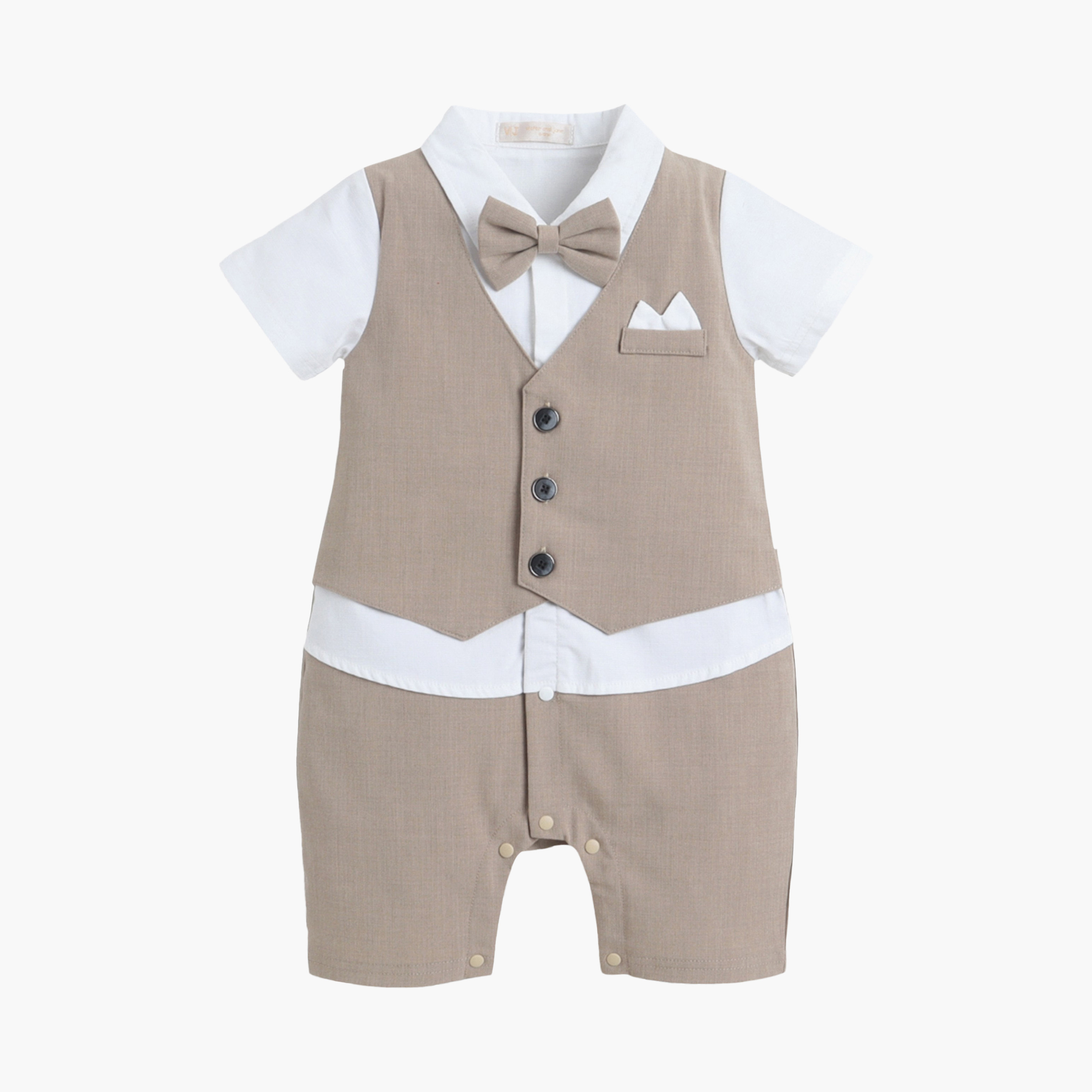 Victor and Jane Waistcoat, Shirt & Bow Tie Mock Rompers Set-baby-boys-clothing-rompers-image-2