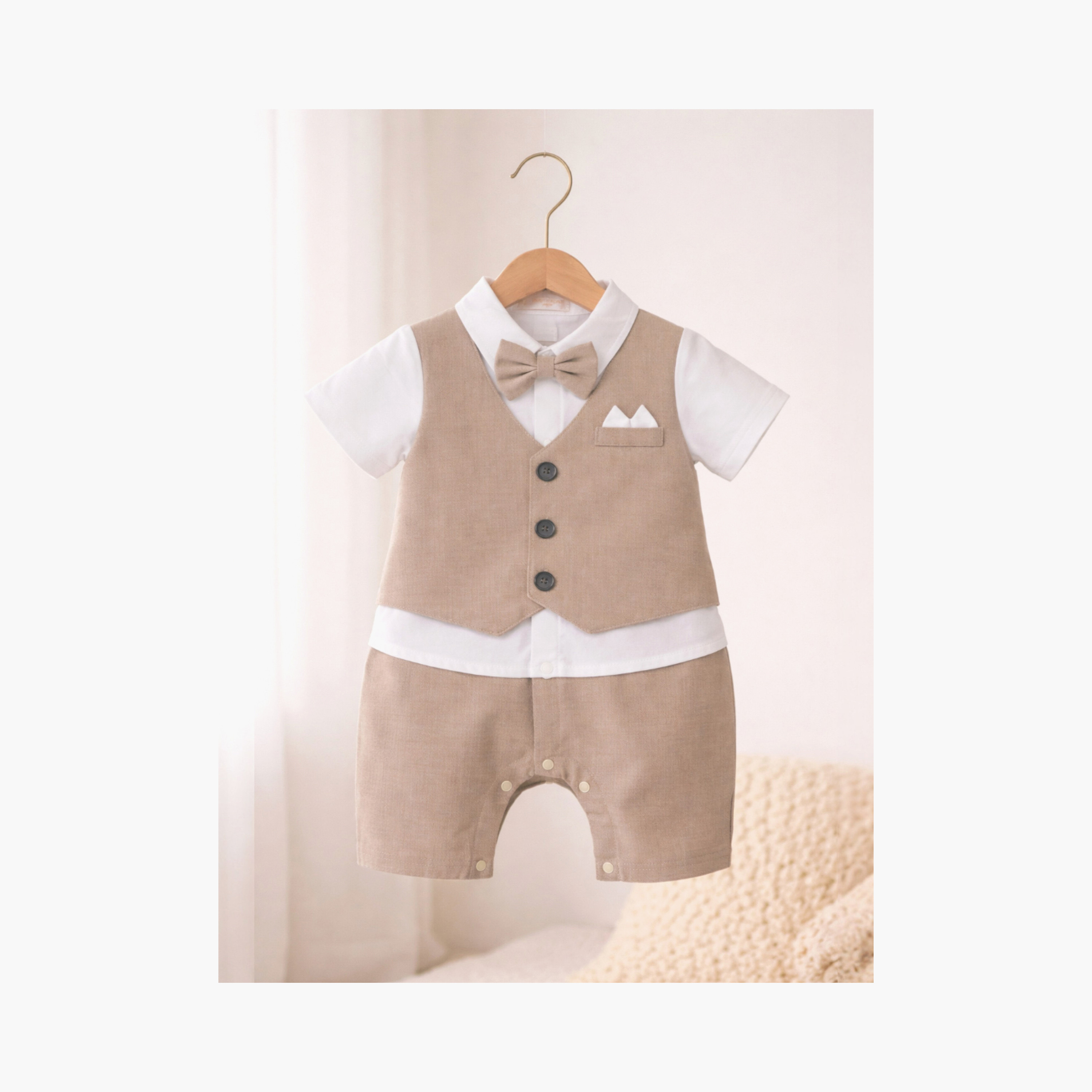 Victor and Jane Waistcoat, Shirt & Bow Tie Mock Rompers Set-baby-boys-clothing-rompers-image-4