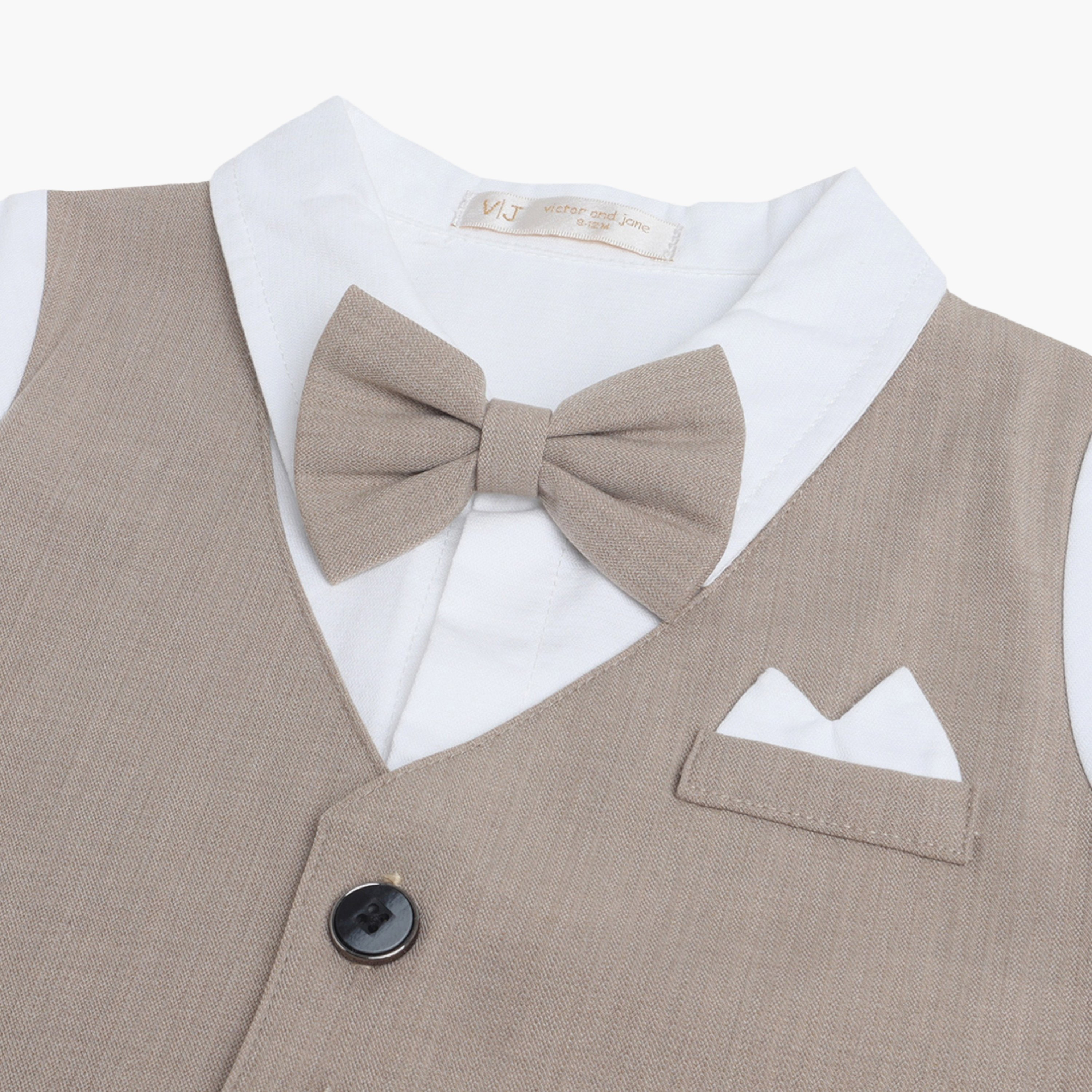 Victor and Jane Waistcoat, Shirt & Bow Tie Mock Rompers Set-baby-boys-clothing-rompers-image-5
