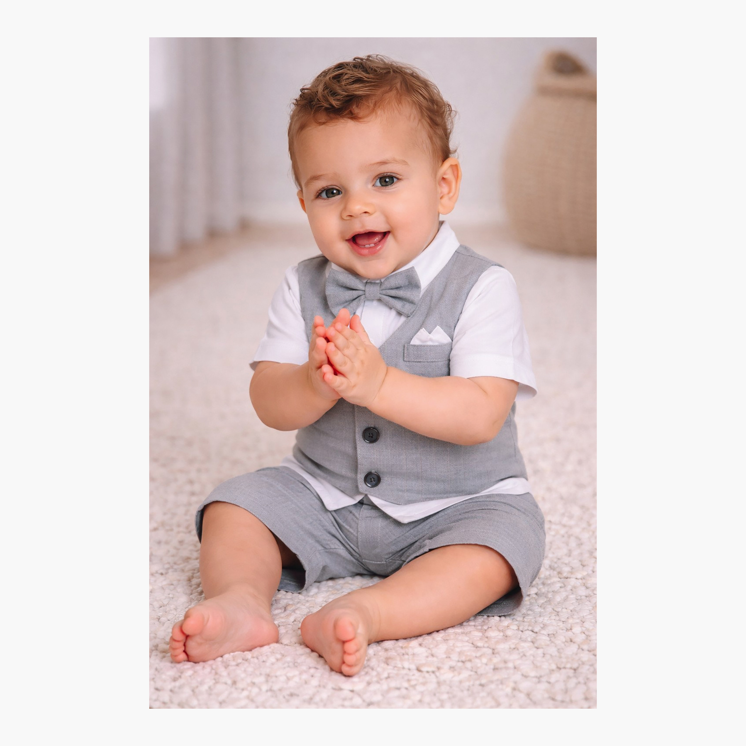 طقم رومبير بتصميم وهمي (موك) مكون من سديري، قميص وربطة عنق من فيكتور آند جين-baby-boys-clothing-rompers-image-1