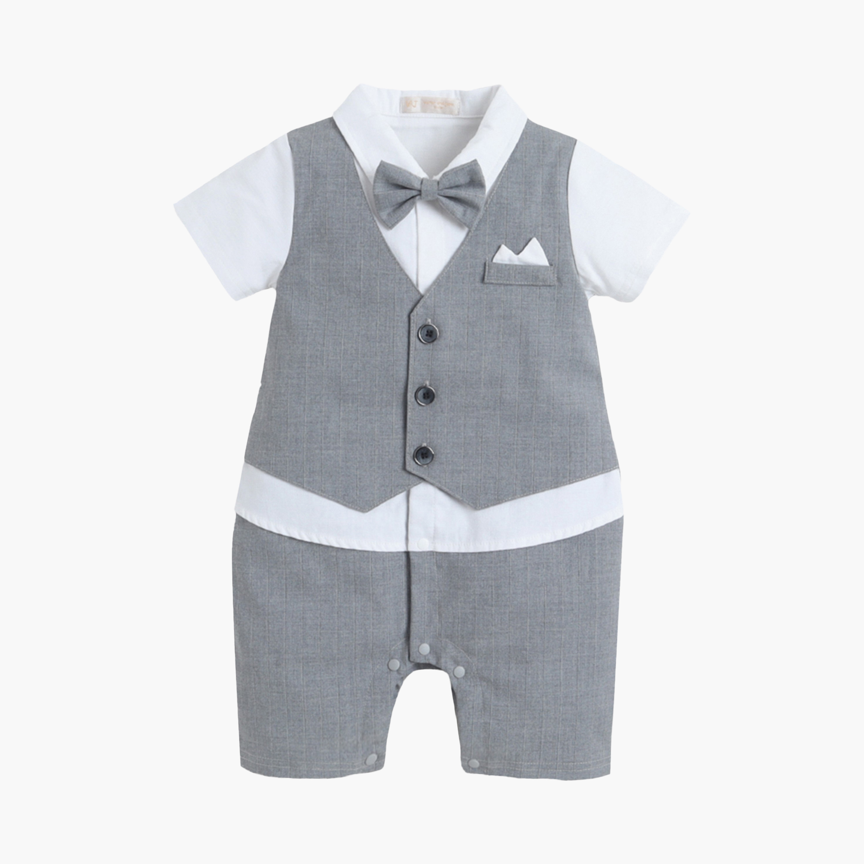 طقم رومبير بتصميم وهمي (موك) مكون من سديري، قميص وربطة عنق من فيكتور آند جين-baby-boys-clothing-rompers-image-2