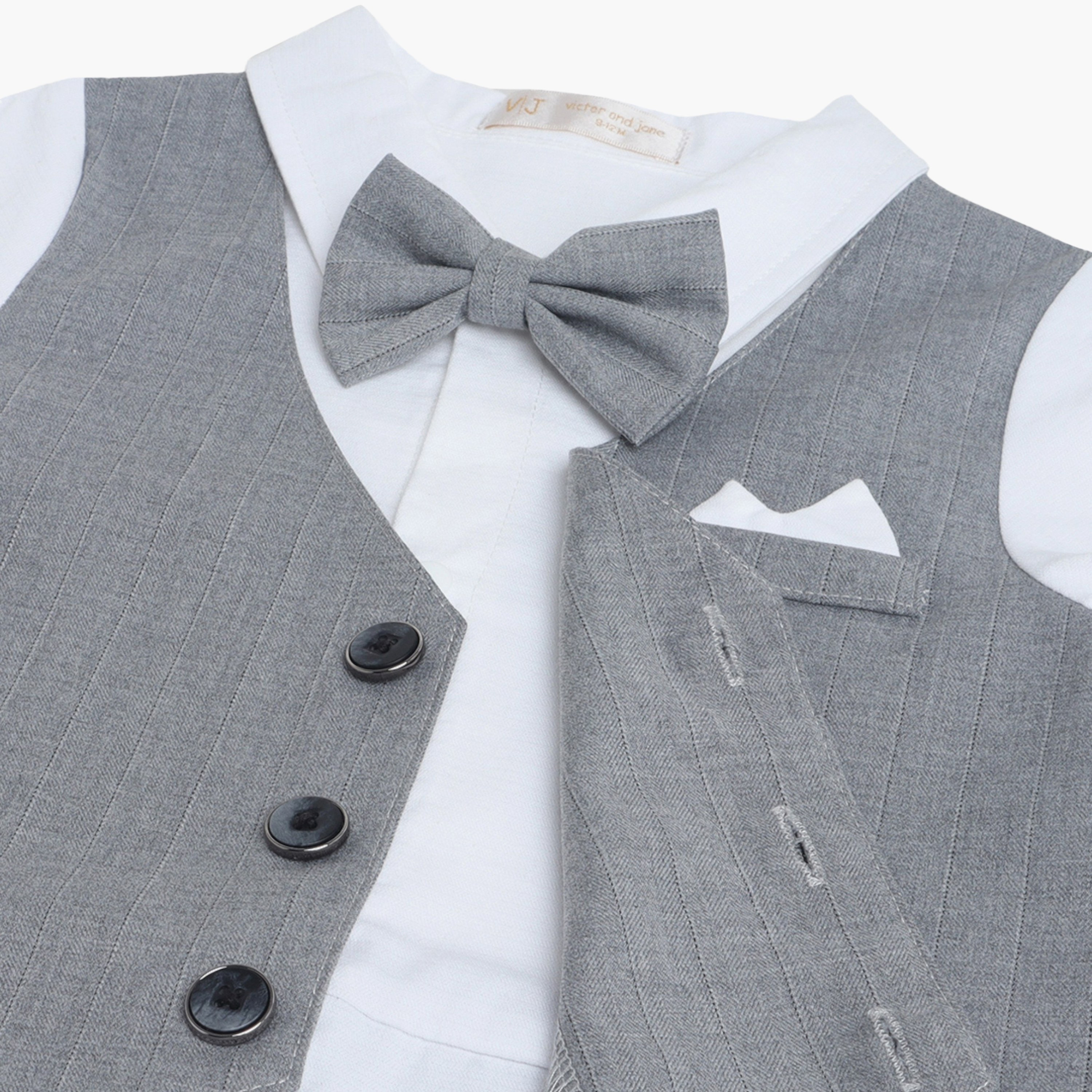 طقم رومبير بتصميم وهمي (موك) مكون من سديري، قميص وربطة عنق من فيكتور آند جين-baby-boys-clothing-rompers-image-7