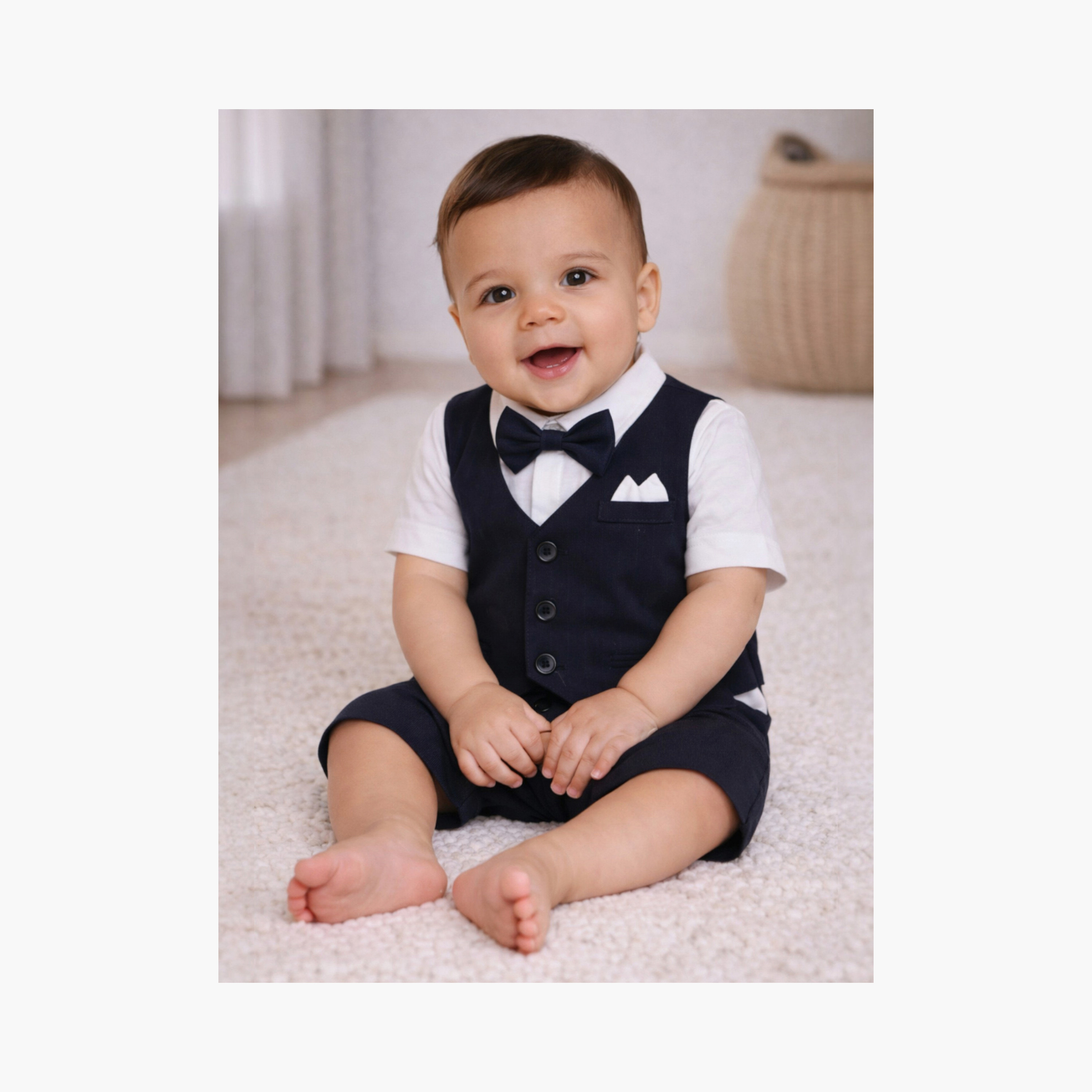 Victor and Jane Waistcoat, Shirt & Bow Tie Mock Rompers Set-baby-boys-clothing-rompers-image-1