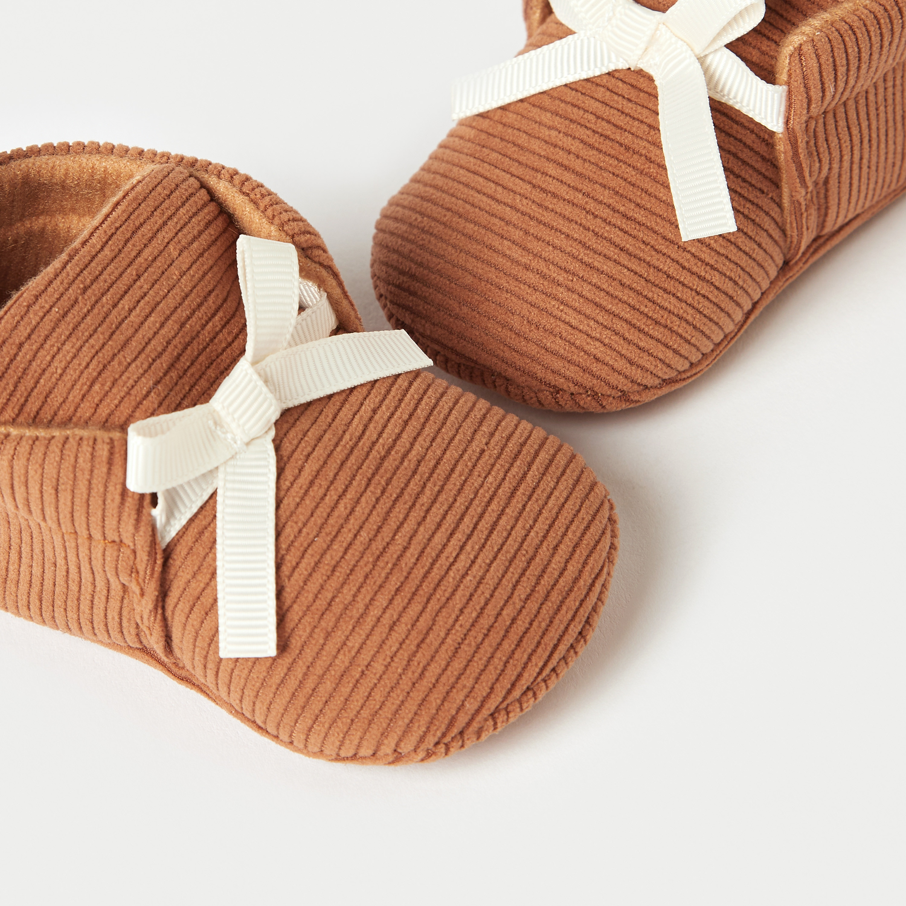 Juniors Ribbed Booties with Bow Detail-baby-girls-shoes-booties-image-3