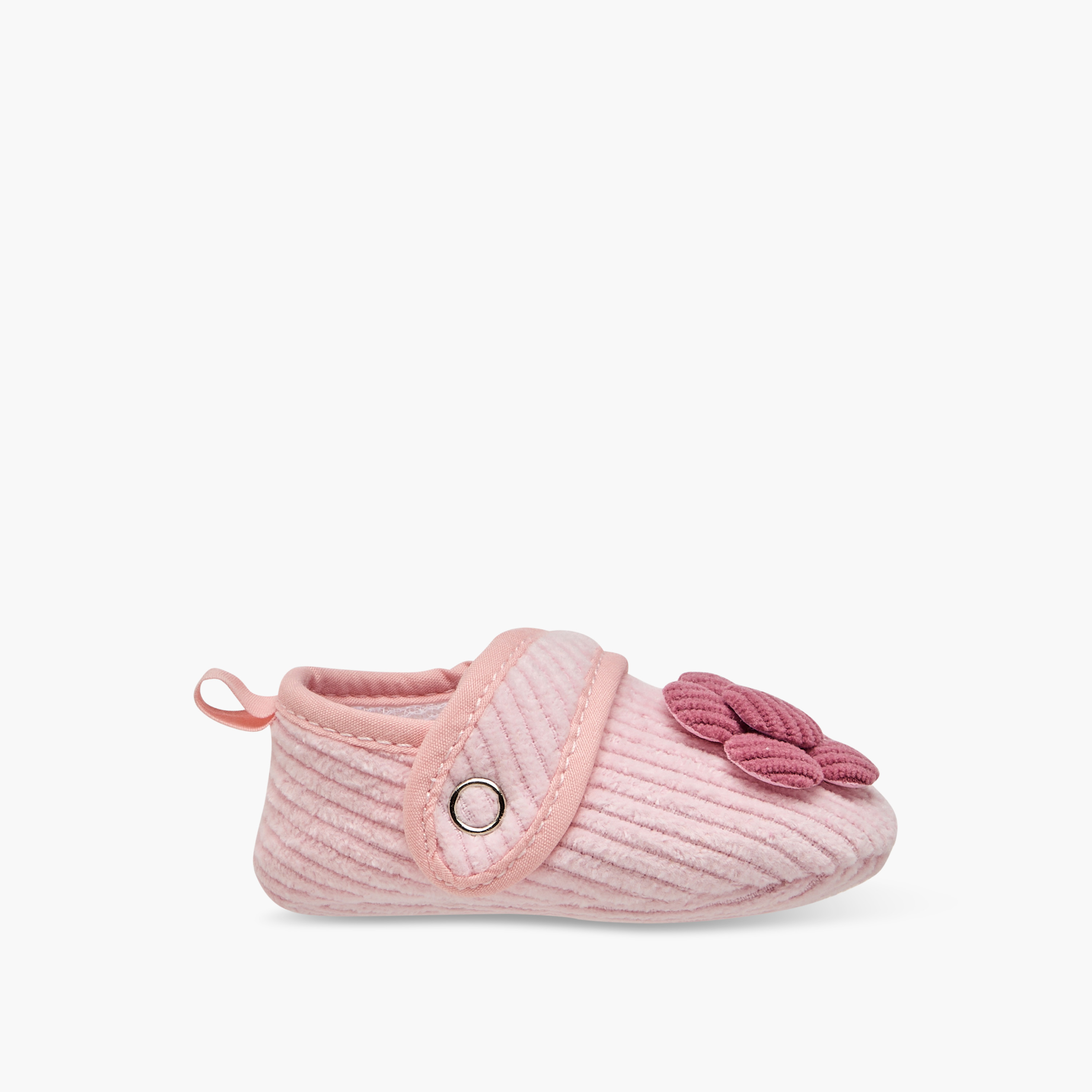 Juniors Ribbed Booties with Floral Accent and Button Closure-baby-girls-shoes-booties-image-3