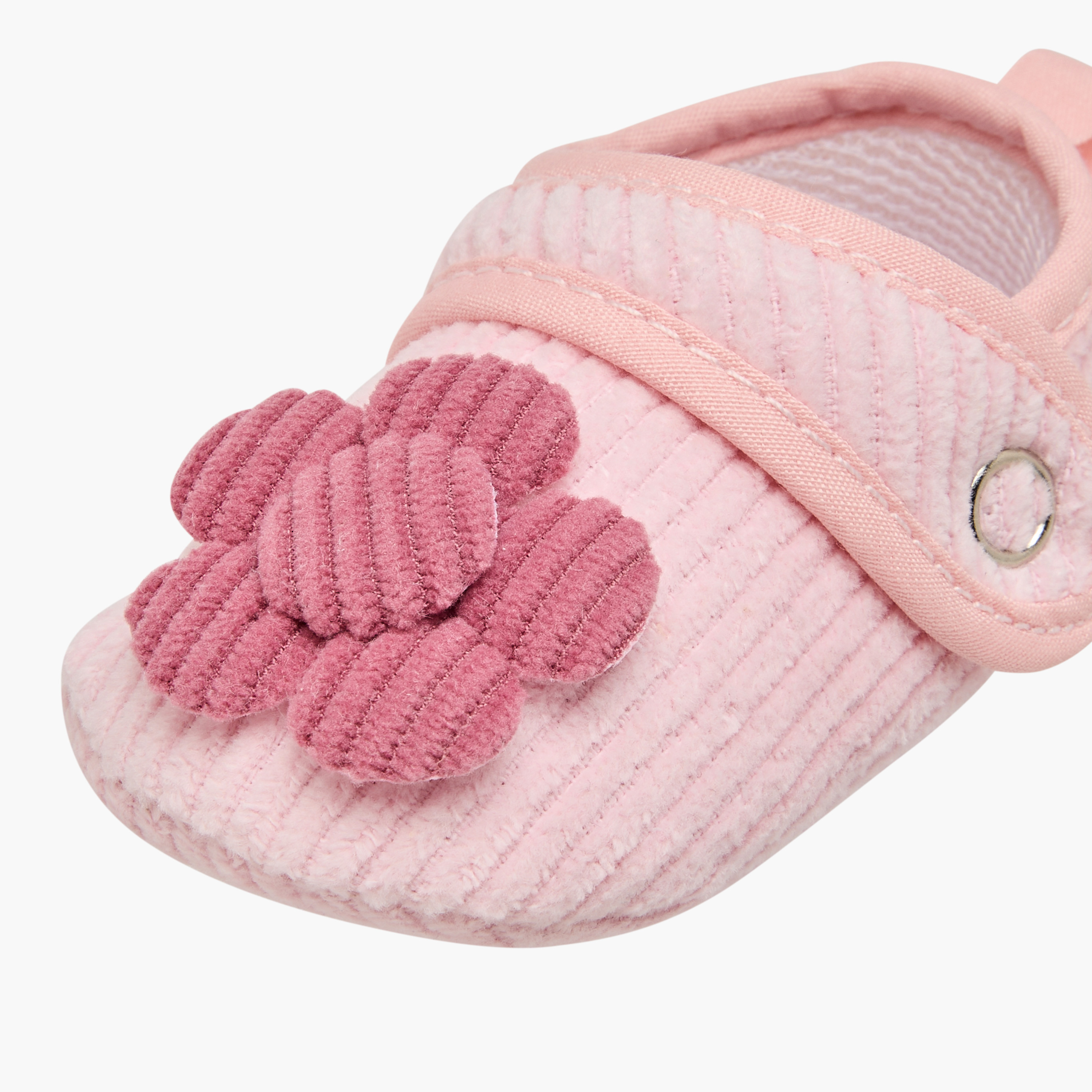 Juniors Ribbed Booties with Floral Accent and Button Closure-baby-girls-shoes-booties-image-5