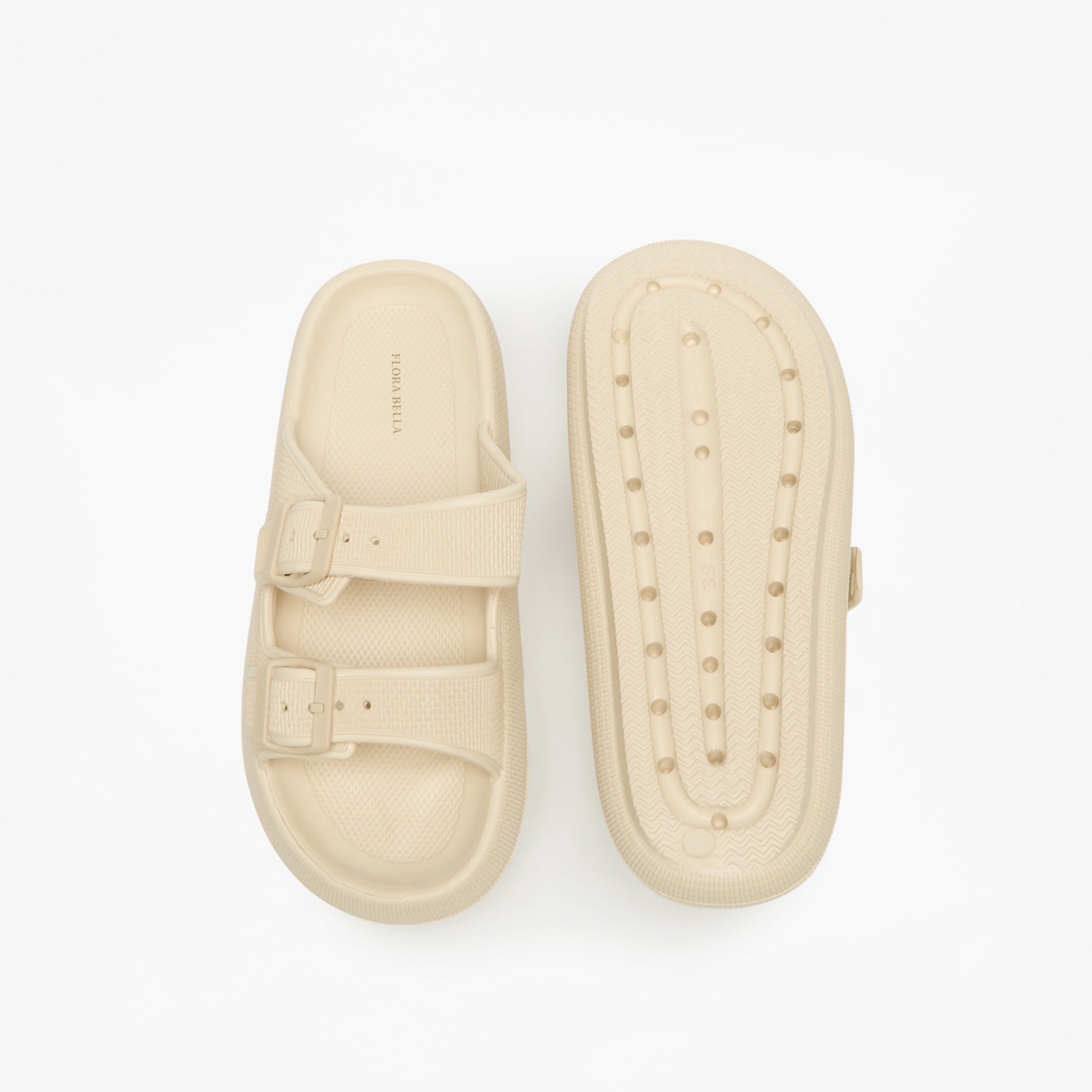 Flora Bella Textured Slip-On Sandal with Buckle Detail-women-shoes-flats-sandals-image-4