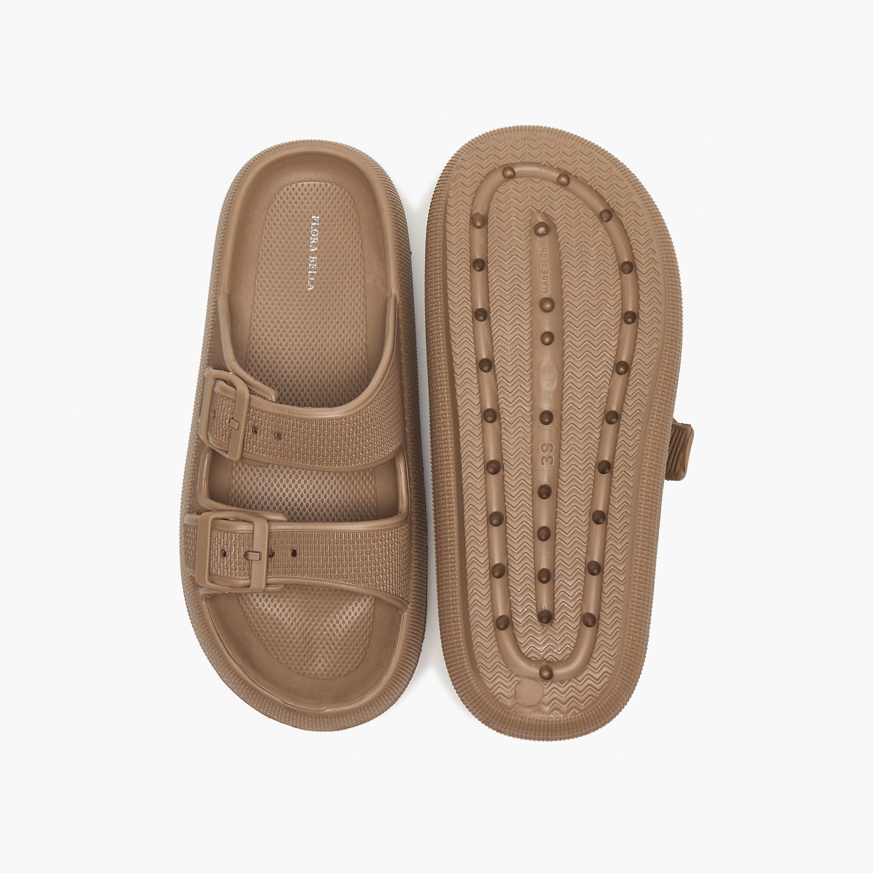 Flora Bella Textured Slip-On Sandal with Buckle Detail-women-shoes-flats-sandals-image-4