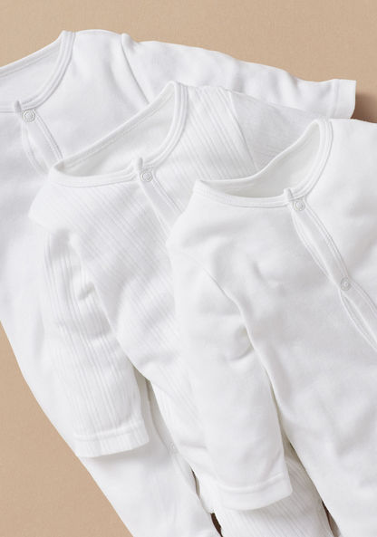 Juniors Closed Feet Solid Sleepsuit with Long Sleeves - Set of 3-Multipacks-image-1