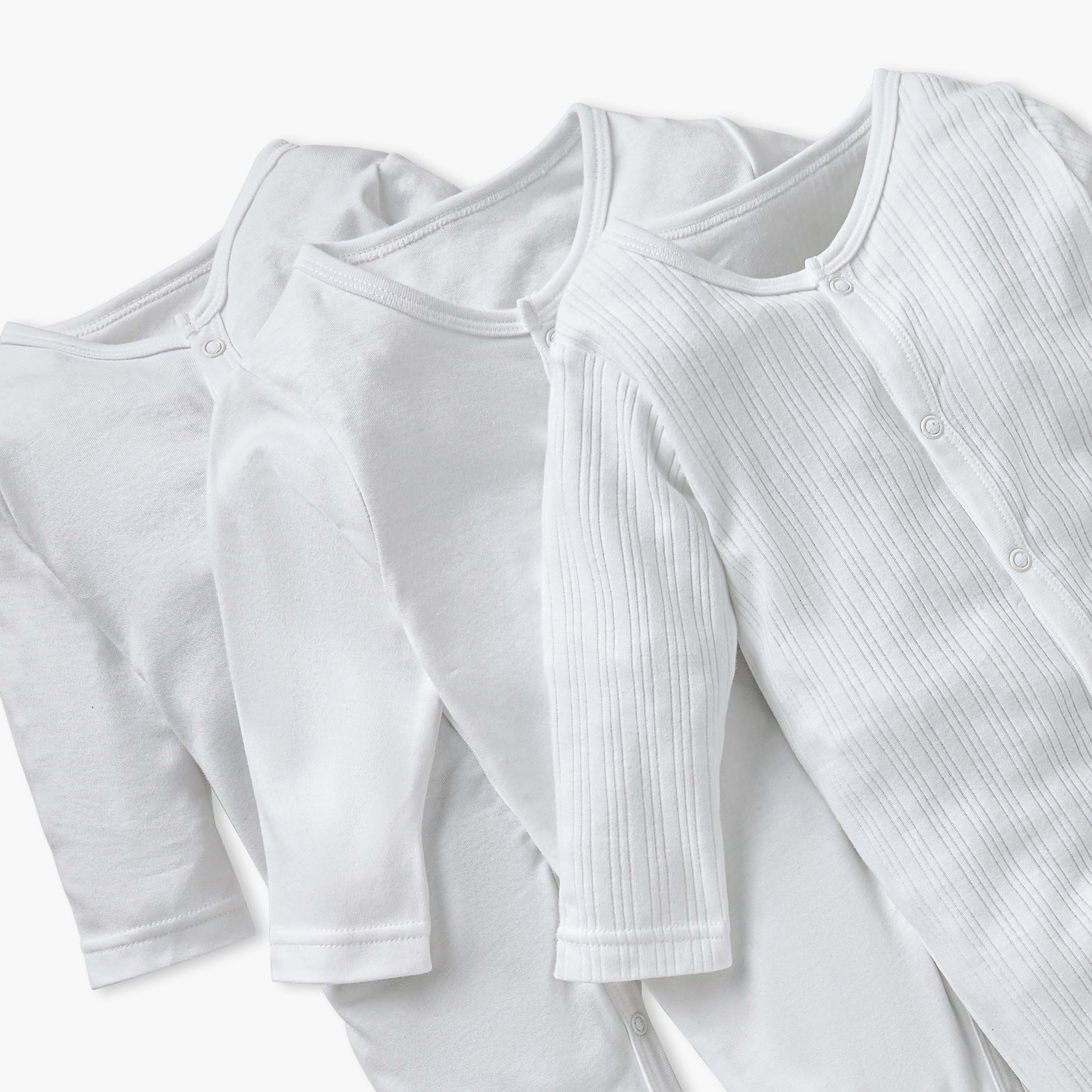 Juniors Closed Feet Solid Sleepsuit with Long Sleeves - Set of 3-baby-girls-clothing-nightwear-sleepsuits-image-5