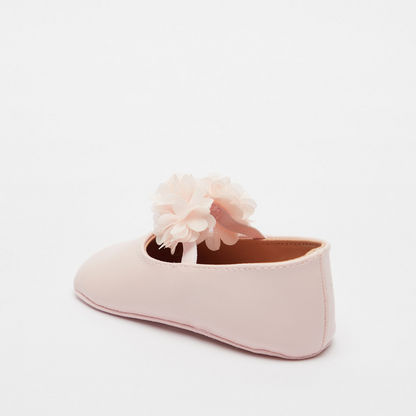 Barefeet Flower Applique Slip-On Shoes with Elasticated Strap-Baby Girl%27s Shoes-image-2