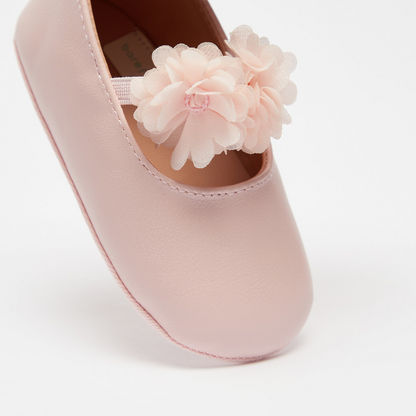 Barefeet Flower Applique Slip-On Shoes with Elasticated Strap-Baby Girl%27s Shoes-image-3