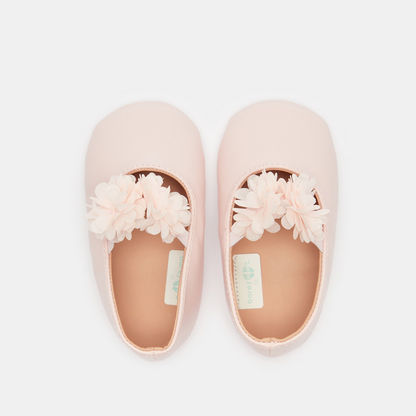 Barefeet Flower Applique Slip-On Shoes with Elasticated Strap-Baby Girl%27s Shoes-image-4
