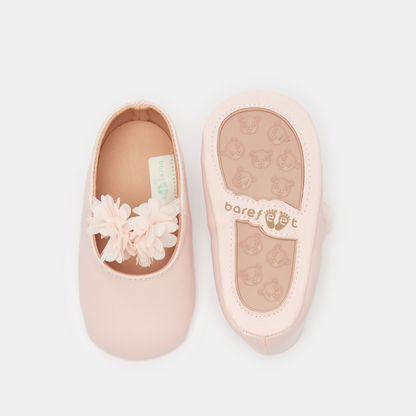 Barefeet Flower Applique Slip-On Shoes with Elasticated Strap-Baby Girl%27s Shoes-image-5
