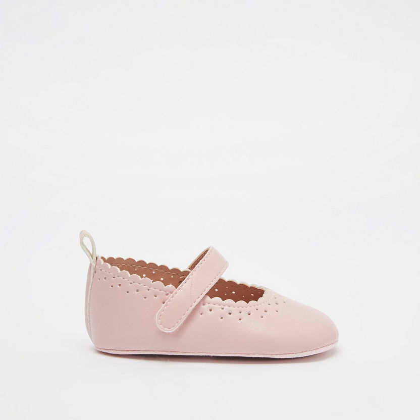 Barefeet Solid Mary Jane Shoes with Cut-Out Detailing and Hook & Loop Closure-Baby Girl%27s Booties-image-0