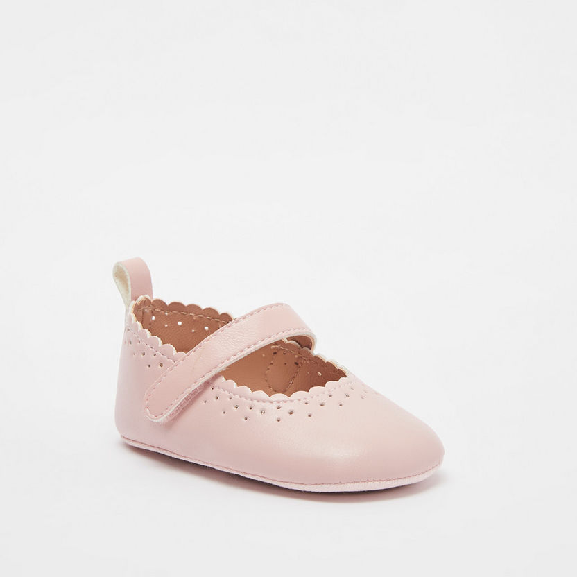 Barefeet Solid Mary Jane Shoes with Cut-Out Detailing and Hook & Loop Closure-Baby Girl%27s Booties-image-1