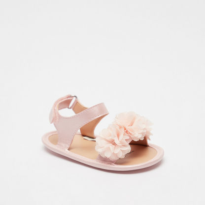 Barefeet Floral Applique Flat Sandals with Hook and Loop Closure-Baby Girl%27s Sandals-image-1