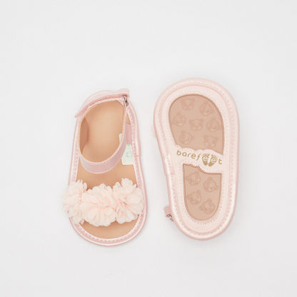 Barefeet Floral Applique Flat Sandals with Hook and Loop Closure-Baby Girl%27s Sandals-image-4