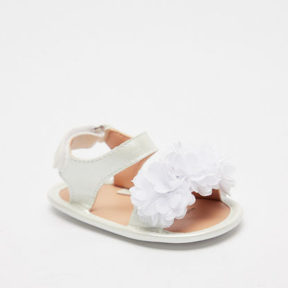 Barefeet Floral Applique Flat Sandals with Hook and Loop Closure