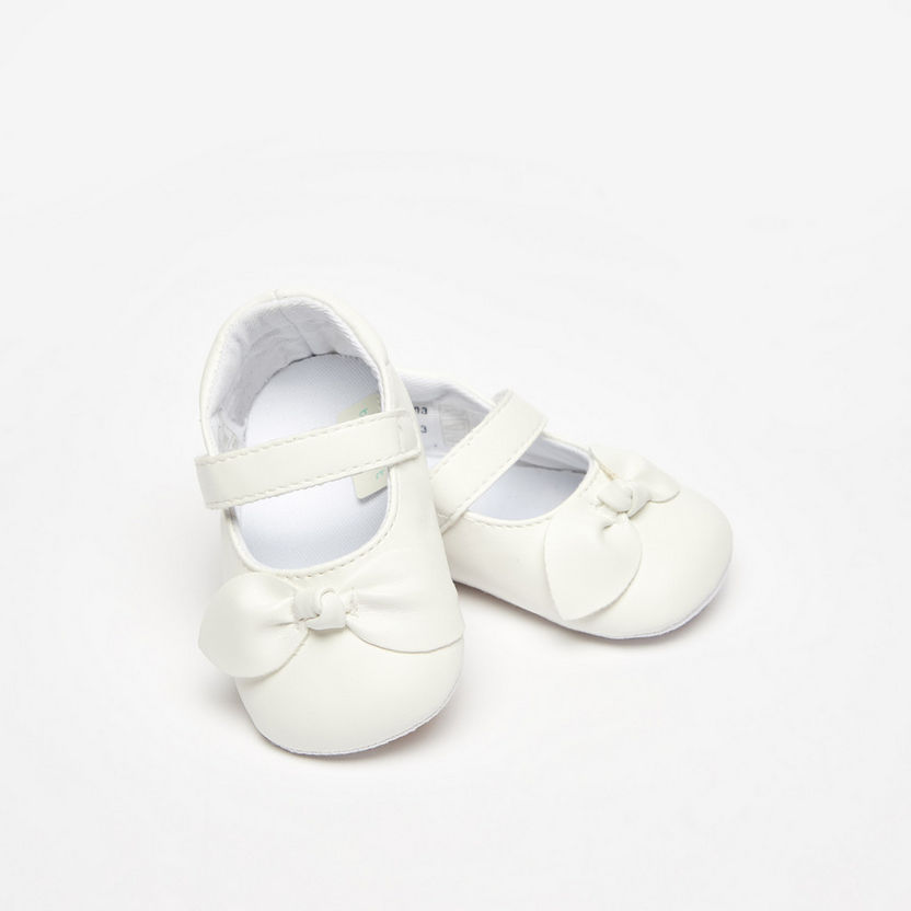 Barefeet Bow Accented Mary Jane Shoes with Hook and Loop Closure-Baby Girl%27s Shoes-image-2