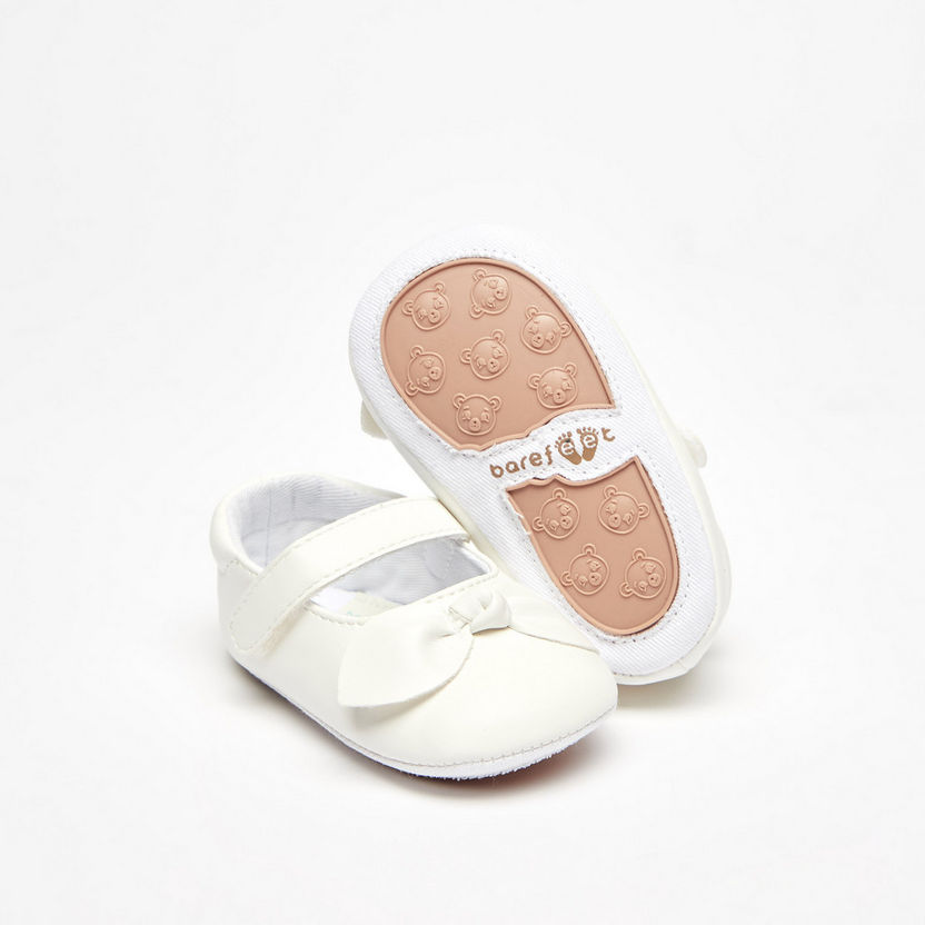 Barefeet Bow Accented Mary Jane Shoes with Hook and Loop Closure-Baby Girl%27s Shoes-image-3