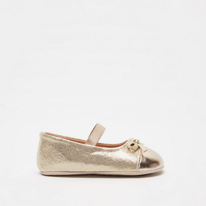 Barefeet Metallic Ballerina Shoes with Elastic Closure and Bow Detail