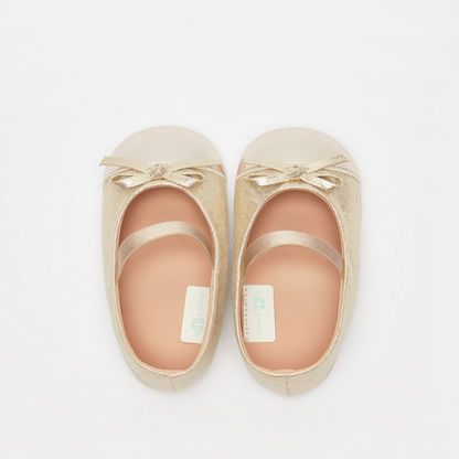 Barefeet Metallic Ballerina Shoes with Elastic Closure and Bow Detail