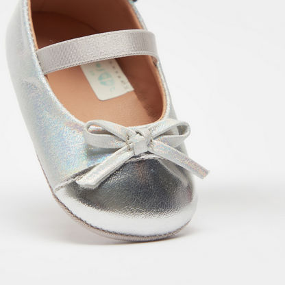 Barefeet Metallic Ballerina Shoes with Elastic Closure and Bow Detail-Baby Girl%27s Shoes-image-3