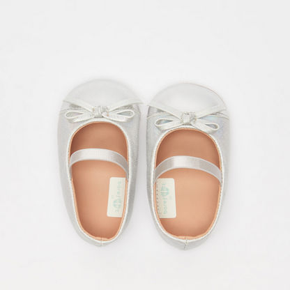 Barefeet Metallic Ballerina Shoes with Elastic Closure and Bow Detail-Baby Girl%27s Shoes-image-4