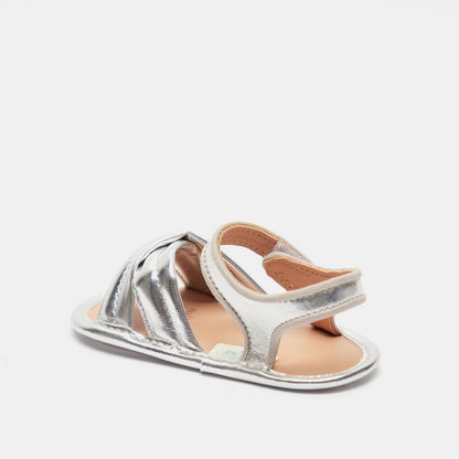 Barefeet Metallic Cross Strap Flat Sandals with Hook and Loop Closure-Baby Girl%27s Sandals-image-2