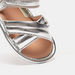 Barefeet Metallic Cross Strap Flat Sandals with Hook and Loop Closure-Baby Girl%27s Sandals-thumbnailMobile-3