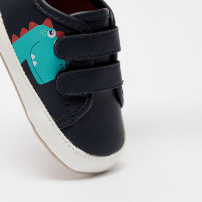Barefeet Dino Print Sneakers with Hook and Loop Closure