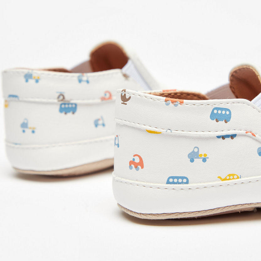 Barefeet Printed Slip-On Shoes with Elastic Gusset Detail-Baby Boy%27s Shoes-image-2