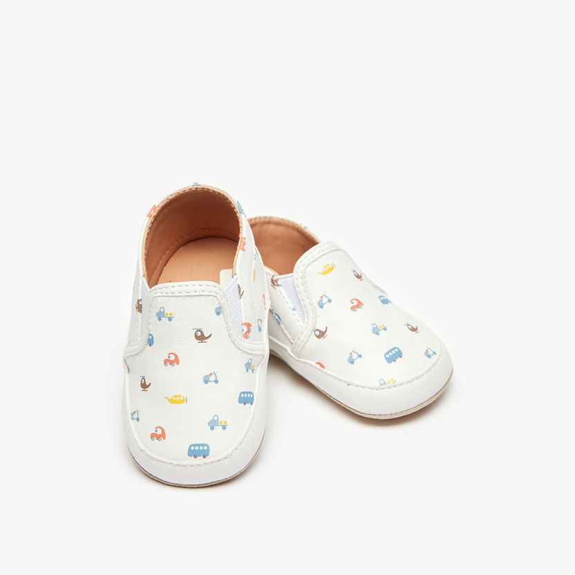 Barefeet Printed Slip-On Shoes with Elastic Gusset Detail-Baby Boy%27s Shoes-image-3