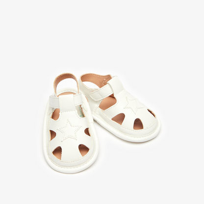 Barefeet Star Applique Sandals with Hook and Loop Closure and Cut-Out Detail
