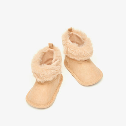 Barefeet Plush Textured Booties with Hook and Loop Closure-Baby Girl%27s Booties-image-1
