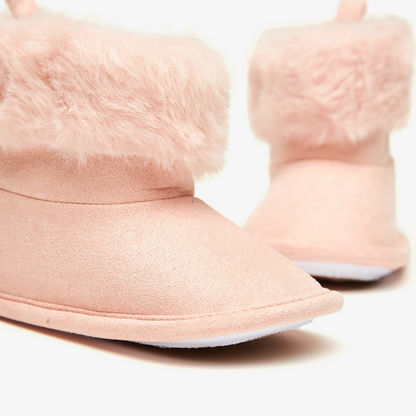 Barefeet Plush Textured Booties with Hook and Loop Closure