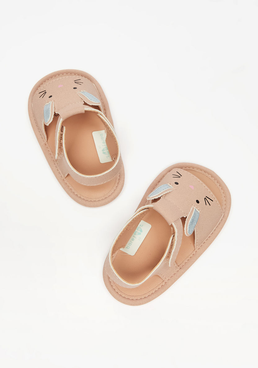 Barefeet Animal Ear Applique Open Toe Sandals with Hook and Loop Closure-Baby Girl%27s Sandals-image-1