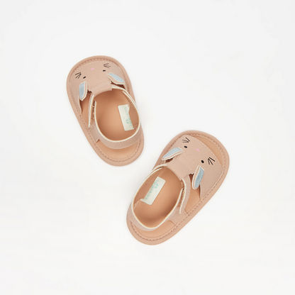 Barefeet Animal Ear Applique Open Toe Sandals with Hook and Loop Closure