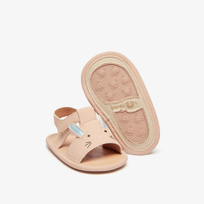 Barefeet Animal Ear Applique Open Toe Sandals with Hook and Loop Closure-Baby Girl%27s Sandals-image-3