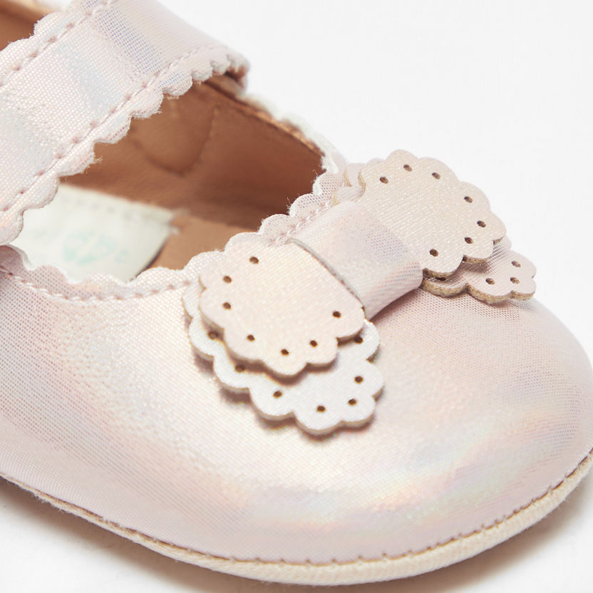Barefeet Iridescent Bow Applique Detail Booties with Hook and Loop Closure-Baby Girl%27s Booties-image-4