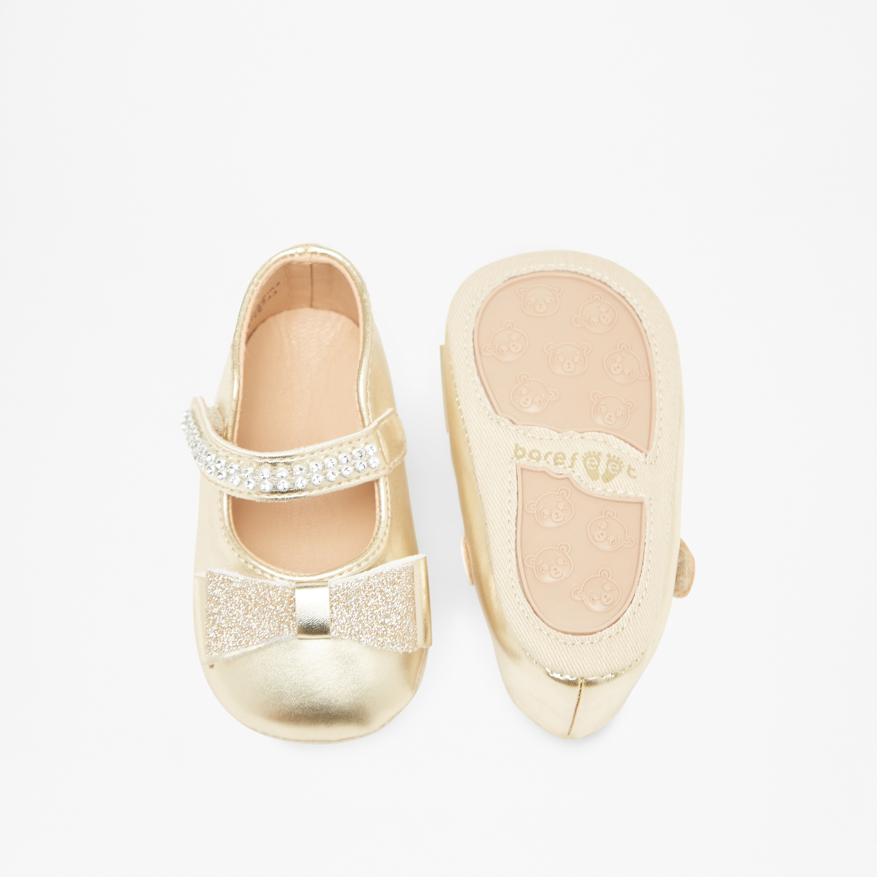 Barefeet Bow Accent Booties with Hook and Loop Closure-baby-girls-shoes-booties-image-4