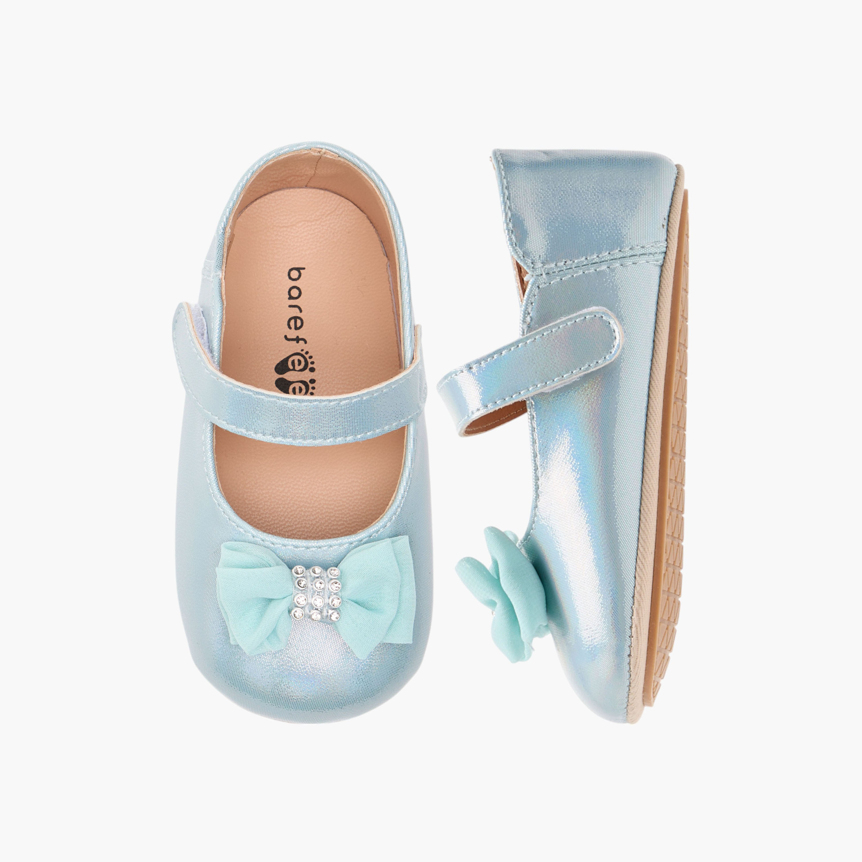 Barefeet Embellished Bow Detail Shoes with Hook and Loop Closure-baby-girls-shoes-closedshoes-image-1