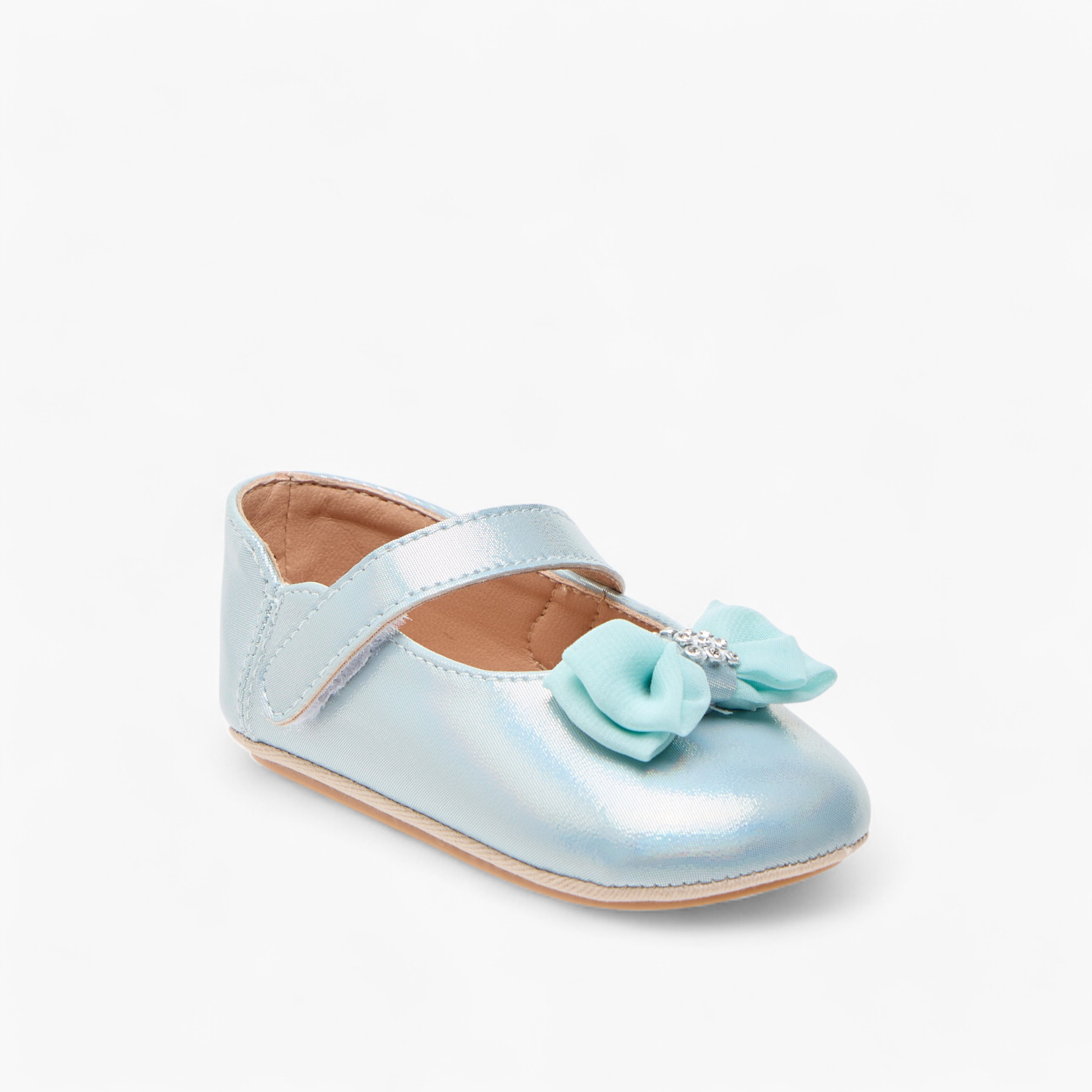 Barefeet Embellished Bow Detail Shoes with Hook and Loop Closure-baby-girls-shoes-closedshoes-image-2