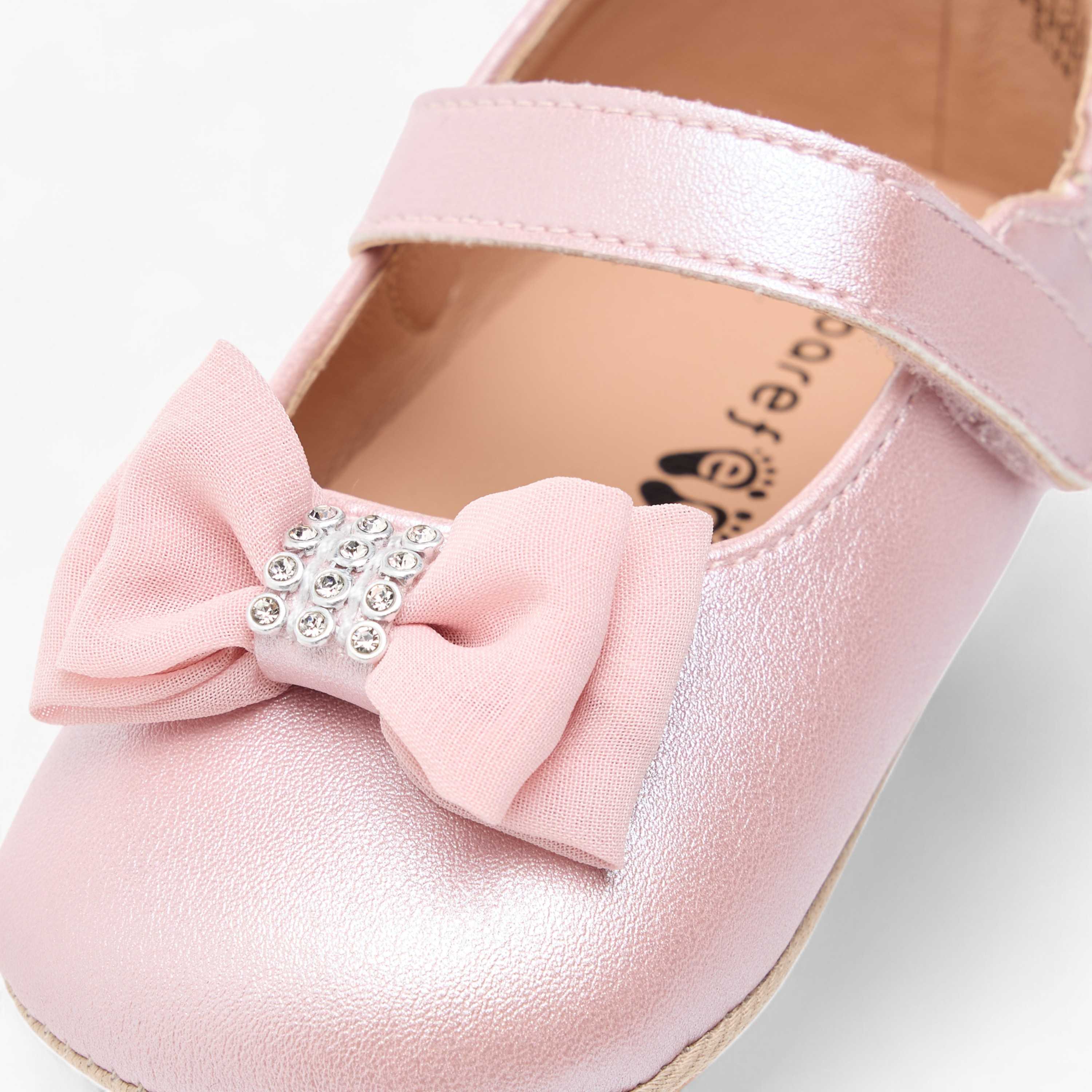 Barefeet Embellished Bow Detail Shoes with Hook and Loop Closure-baby-girls-shoes-closedshoes-image-4