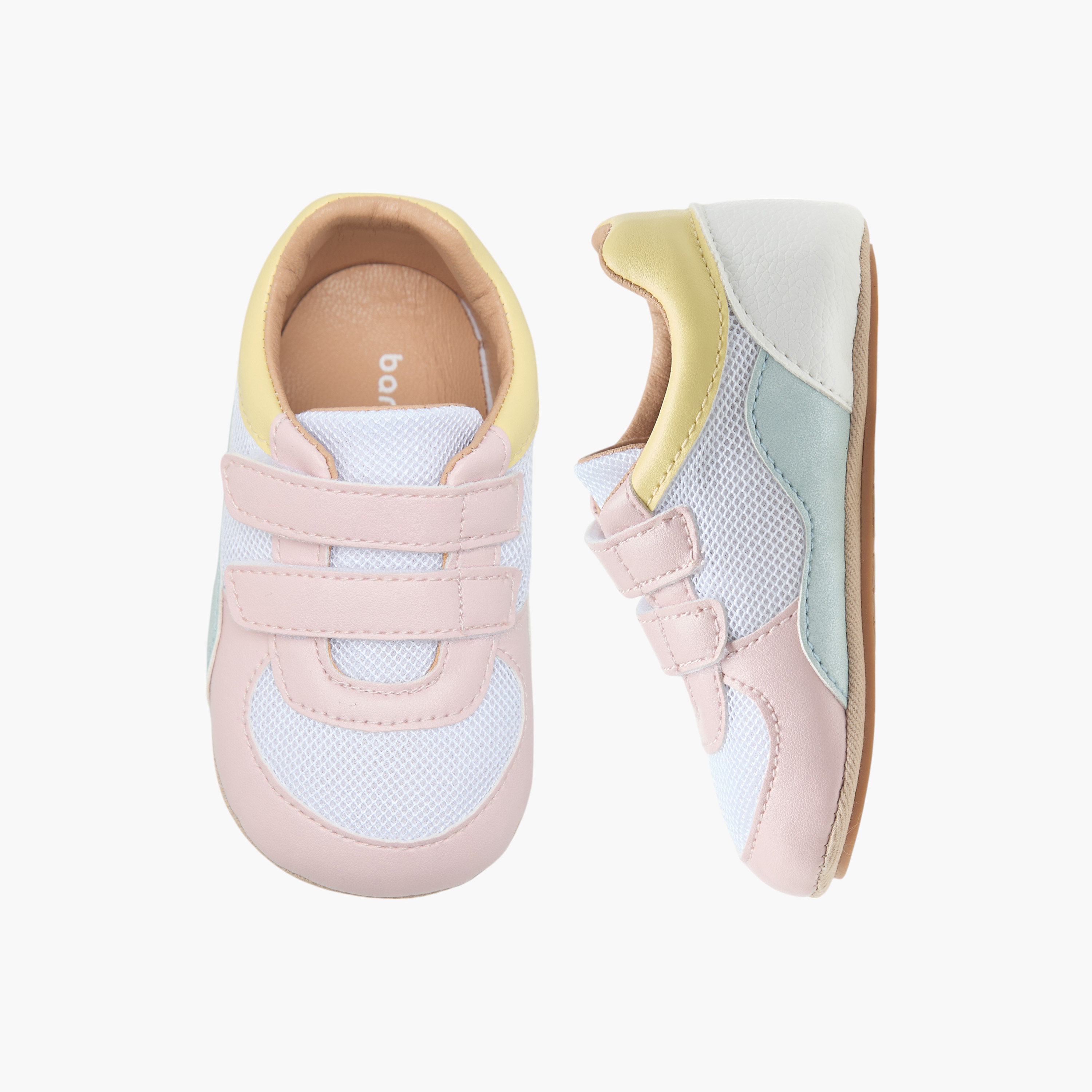 Barefeet Panelled Sneakers with Hook and Loop Closure-baby-girls-shoes-closedshoes-image-1