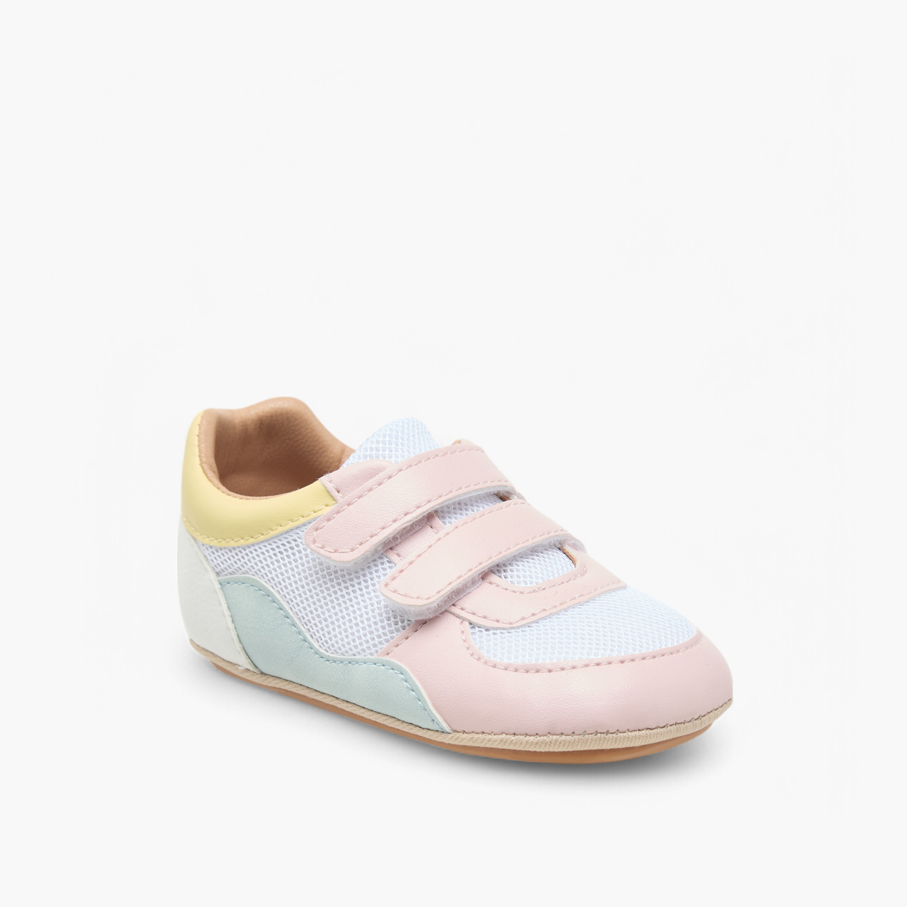 Barefeet Panelled Sneakers with Hook and Loop Closure-baby-girls-shoes-closedshoes-image-2