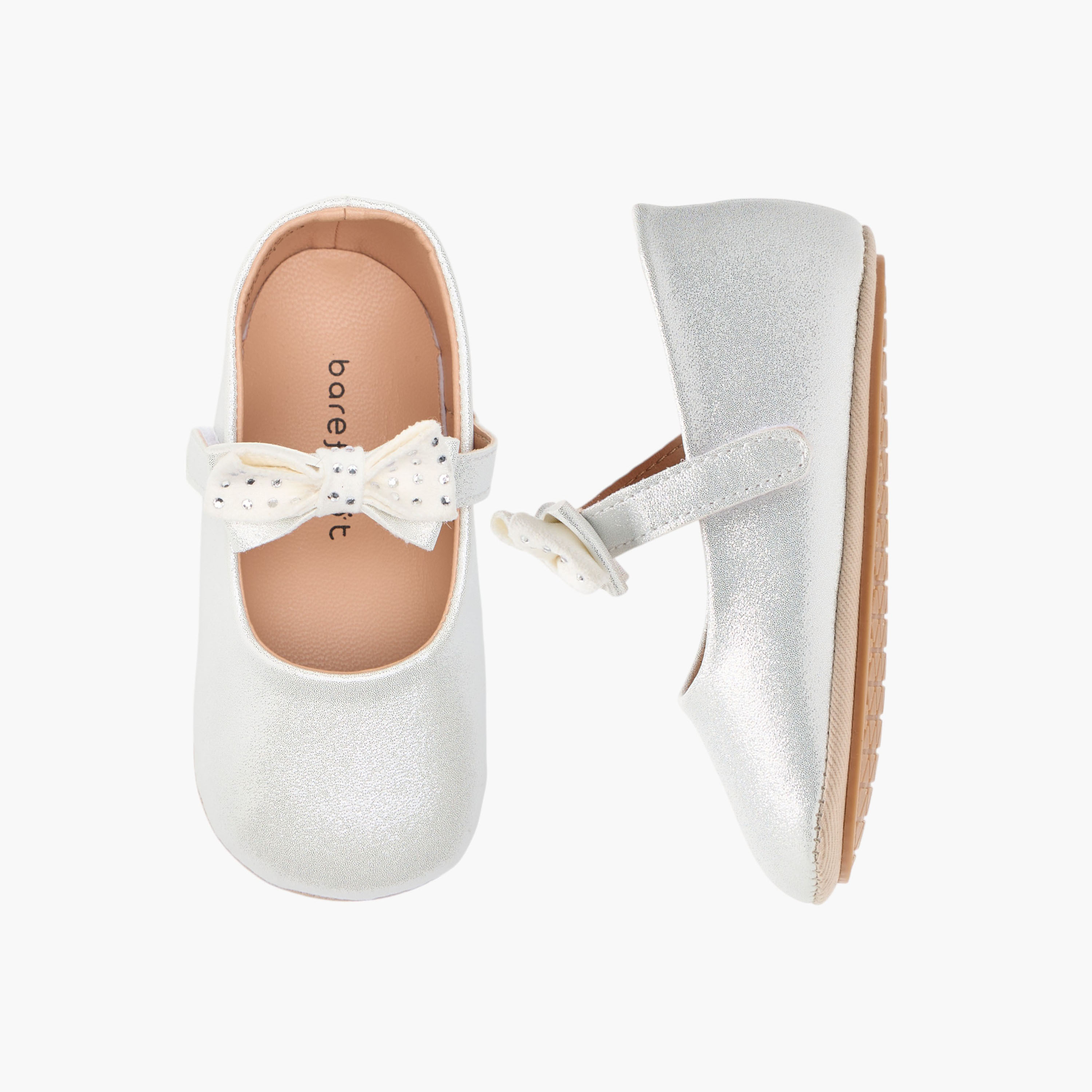 حذاء بتزيينات زهرية وشريط إغلاق لاصق من بيرفيت-baby-girls-shoes-closedshoes-image-1